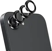 4 Pack Camera Lens Protector Compatible for iPhone 16e,Metal Ring Tempered Glass Cover,Anti-Scratch Protection,Case Friendly,CD Pattern Design - Black