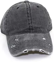 [WWBDZSW] Vintage Baseball Cap,Distressed Washed Cotton Trucker Dad Hat,Adjustable Denim Leisure Fashion Sun Hat for Man Women Outdoor,Soft Crown Unstructured-Black||1pc