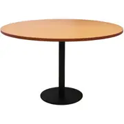 Rapidline Circular Meeting Table Black Disc Base 1200mm Beech Top