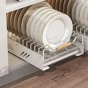 Pull Out Dish Racks Fixed with Adhesive Film, Slide Out Dish Drying Rack for Kitchen Cabinets, Pull Out Cabinet Organizer, Heavy Duty Slide Out Pantry Drawers with Handle (Dishes Rack)