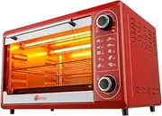 Toaster Oven Mini Oven Multifunctional Household Small Baking Cake Baking Chicken Small Oven 48L Capacity 304 Stainless Steel 60 Minutes Timer 1600W Kitchen Red Halogen ovens/13368