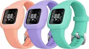 Mosstek Compatible with Garmin Vivofit Jr. 3 Bands for Kids, Soft Sport Silicone Wristbands Compatible with GarminFit Jr. 3 Swim-Friendly Adjustable Replacement for Boys Girls, 3 Pack