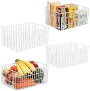 Orgneas Freezer Organizer Bins, Upright Freezer Basket Drawer Organizer Bins, Better Air Circulation Metal Wire Storage Container Bin For Chest Deep Freezers, Easy Sort & Get Food, 2 Large 2 Medium
