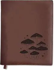 Sunny Lark Mushroom Leather Journal | Refillable Leather Journal for Women & Men | Blank Journal with Charming Mushroom Cluster