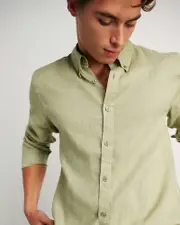 [Jag] Jag Men's Cooper Linen Shirt In Moss Green Size Small Small Green
