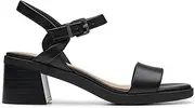 [Clarks] Women's Jaylan Ray Sandal, Black Leather, 8 US