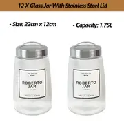 12 X 1.75L Glass Apothecary Candy Jar with Lid Kitchen Food Storage Cookie Jar