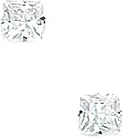 [JewelryWeb] 14k White Gold 4x4mm Square CZ Simulated Diamond Light Prong Set Earrings Stud Earring for Women
