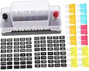 GLEAVI 1 Set Way Automotive Fuse Block with Stickers Compact Circuit Fuse Holder for Car Boat and Applications Reliable and Easy Installation