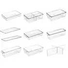 Refrigerator Storage Box with Lid PET Drawer Type Transparent Organizer