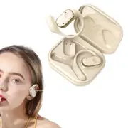 Wireless Bluetooth 5.3 Headphones Open Ear Earbuds Sport Hanging Earphone-Beige