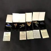 Vtg WM Spear Design Enameled Pin Lot Of 6 Ocelot Barnswallow Blue Heron - New