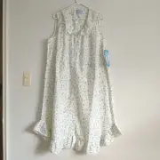 MoonDance Night Gown 2X Plus Multicolor Floral Bow Lace Button Ruffle Pocket New