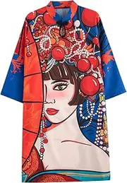[kowaku] Women Cheongsam Dress Chinese Qipao Breathable Evening Dress for Evening Party