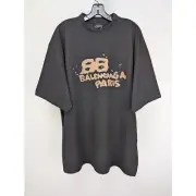 Balenciaga Hand Drawn BB Icon Vintage Medium Fit T-Shirt in Black BNWT X-Large