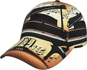 [pvinnk] Piano Violin and Music Notes Print Stylish Hat Headwear Hat Baseball Cap Adjustable Snapback Hat for Men and Women, Black, One Size
