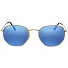 New Ray Ban Sunglasses HEXAGONAL RB 3548N 001/9O 51MM ARISTA/BLUE FLASH LENS