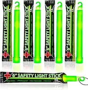 25 Ultra Bright Green Glow Sticks - Individual Packed with Lanyard - for Camping, Emergency Survival - Glow Lights for Blackouts, Hurricane and Storms- 6 Inch Chem Light Sticks with 12 Hour Duration