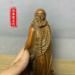 老黃楊木精雕達摩祖師小擺件古玩木雕老雕件仿古包漿木雕佛像文玩