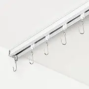 FELIDESIGN Curtain Track, Ceiling Curtain Track for Room Divider, Ceiling Mount Rail Set with Roller Hooks, White, 9ft - 12ft