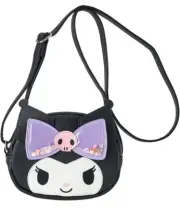 KUROMI face type PU leather sequins shoulder bag black Sanrio