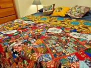 Handmade African Patchwork Crazy Quilt 84" x 80" Extra Large King Size, CHARITY!