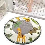 Round Rug, Animal Design Carpet, 3.28ft Non-Slip Waterproof Mat, 39.37x39.37 Inches Decorative Accent for Bedroom, Nursery, Playroom, Kitchen, Soft Comfort, Floor Protection