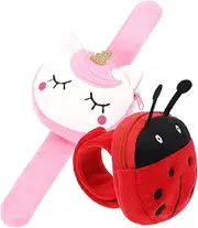 ERINGOGO 2Pcs Plush Slap Bracelet Coin Purse for Cute Cartoon Storage Wristband with Pocket Versatile and Stylish Slap Bracelet for Parties and Daily Use Ladybug