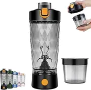 ProBlend One-Touch Shaker – Smooth Protein Mix Anywhere, 22oz Electric Protein Powder Mixing Cup with Powder Box, USB Rechargeable Portable Shaker Bottles (Black+Box)