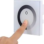 Wall-Mounted Touch Panel LED Dimmer Switch, Brightness Dimmer Wall Switch Controller LED Light Strip DC 12V-24V for Single Color LED Strip Light(White)