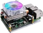 GeeekPi 52Pi Low-Profile CPU Cooler, Horizontal ICE Tower Cooler for Raspberry Pi, RGB Cooling Fan with Heatsink for Raspberry Pi 4 Model B & Raspberry Pi 3B+ & 3B (Silver)