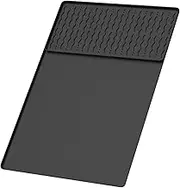 2Pcs Silicone Coffee Mat with Raised Edges,Heat Resistance Coffee Machine Pad for Countertops,Soft Reusable Coffee Counter Mat,Easy to Clean,Detachable Dish Drying Mat Coffee Accessories (Black, L)