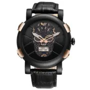 Luxury 3D Skull Diamond Dial Quartz Sports Watch for Men - Waterproof Leather St