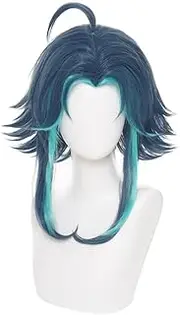 [HAMISH] Game Genshin Impact Xiao Wig Xiao Cosplay Wig with Wig Cap Heat Resistant Hair for Festival, Holiday, Cosplay Party, Comic Exhibitions