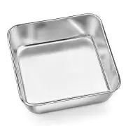 P&P CHEF 6 Inch Square Baking Cake Pan, Small Stainless Steel Brownie Bakewar...
