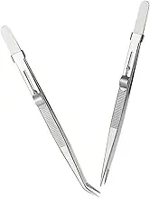 Cabilock 2pcs Jewelry Diamond Tweezers Stainless Steel Tweezers Nail Decorating Tools Nail Design Tool Laundry Hooks Clip Stainless Steel Silver