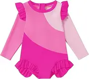 [WISREMT] Toddler Baby Girl Sun Protection Swimsuit Long Sleeve Swimwear UPF 50+ One Piece Rashguard Summer Bathing Suits 1-4T
