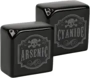 Funny Salt & Pepper Shakers Goth Apothecary Arsenic & Cyanide Kitchen - Black