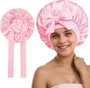 [Penbinmall] Silk Hood for Sleeping, Women's Sleep Cap, Silk, Breathable Adjustable Sleep Cap with Elastic Band for Attachment, Silk Night Hat for Curly Hair, Essential Hair Care, Sakura Pink
