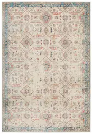 Odette Blue Beige Geometric Distressed Rug