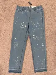 Zeza B Denim Washed Leggings Stonewash Skimmer Size L NWT