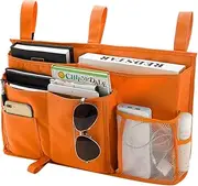 Bseash 8 Pockets 600D Oxford cloth Caddy Hanging Organizer Bedside Storage Bag for Bunk and Hospital Beds,Dorm Rooms Bed Rails (Orange)
