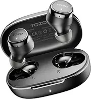 TOZO New Upgrade E1 Wireless Earbuds Build in Mic Clear Calls Ergonomic Light-Weight Bluetooth 5.3 in Ear Headphones IPX6 Waterproof Premium Stereo Sound Headset 30H Playtime with 32 EQs via APP,Black