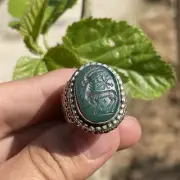 Beautiful Ancient Agate Stone Animal Intaglio Lovely Solid Silver Rare Ring
