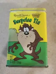 1998 Looney Tunes Tazmanian Devil Surprise Tin Box W/ Sticker & Figure new seal