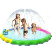 Non-Slip Splash Pad for Kids and Dog, Thicken Sprinkler Pool Summer Outdoor W...
