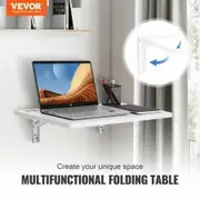 Wall Mounted Folding Table, Wall Mount Drop Leaf Tables, Wooden Floating Desk for Dining, Laundry Room, Office, 23.6" x 15.6" Fold Down Desk with Carbon Steel Bracket