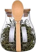 Generic Rustic Glass Storage Jar with Spoon and Lid | Air Tight, Sturdy | 3.14L, S (9.5x10.5x6.5cm), M (10.9x12.5x8cm), L (12x14.2x8.5cm) | Food, Spices, Condiments