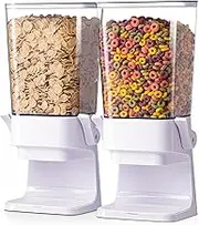 Zeadesign Cereal Dispenser Countertop 2Pc, Cereal Containers Storage, 5L Organization and Storage Containers for Kitchen, Dry Food Dispenser for Rice, Grains, Nuts, Snack,Oatmeal, Pet food, White