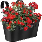 Balcony Railing Planter - Gardening Supplies Metal Iron Railing Flower Pots | Mount Bucket Holder, Multi-Functional Planter for Stairs, Apartment Deck